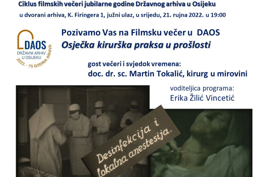 Ciklus filmskih večeri jubilarne godine Državnog arhiva u Osijeku
